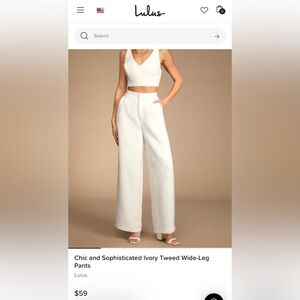Lulu's Ivory Tweed Wide Leg Pants
